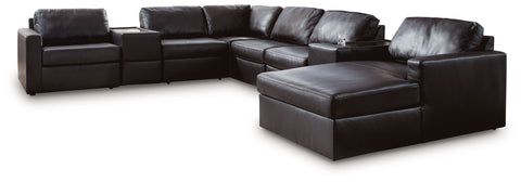 Black / 8 Pc. Right Arm Facing Corner Chaise Sectional With Storage Consoles