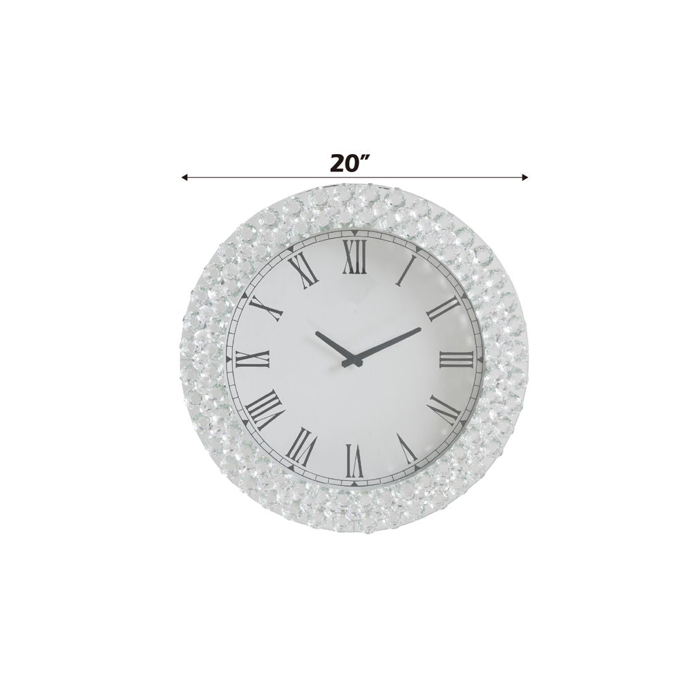 Nysa - 20" Wall Clock - Mirrored & Faux Crystals