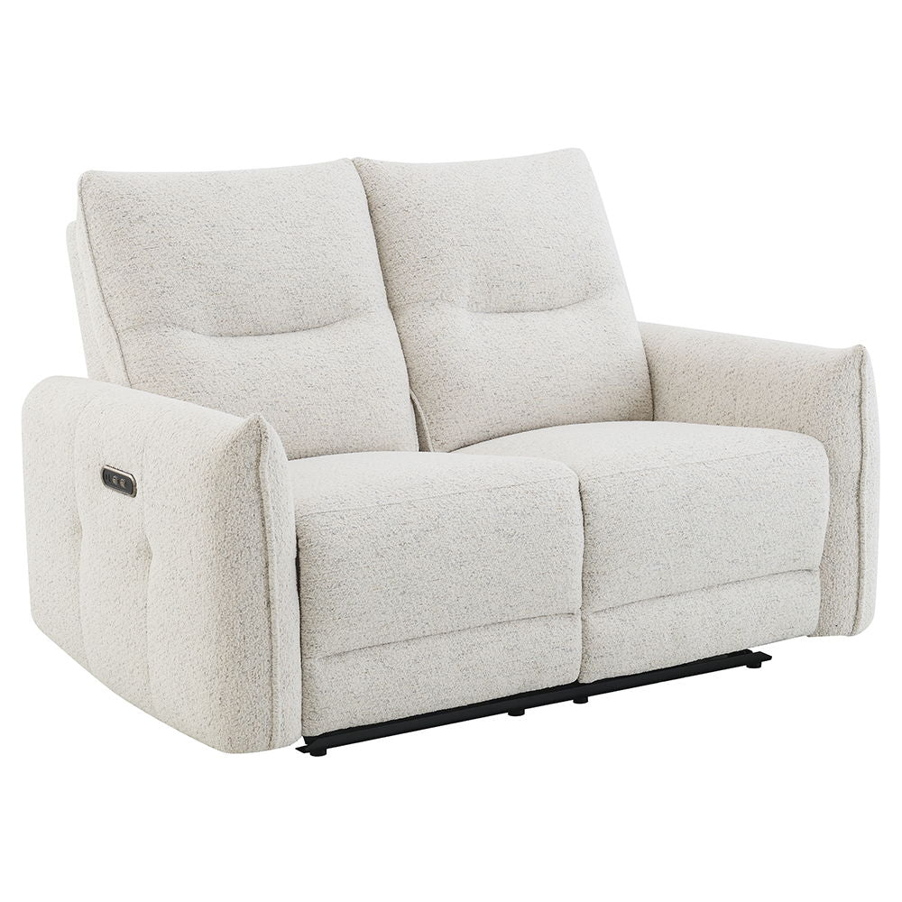 Lalisa - Power Motion Loveseat With USB Port - Cream Chenille
