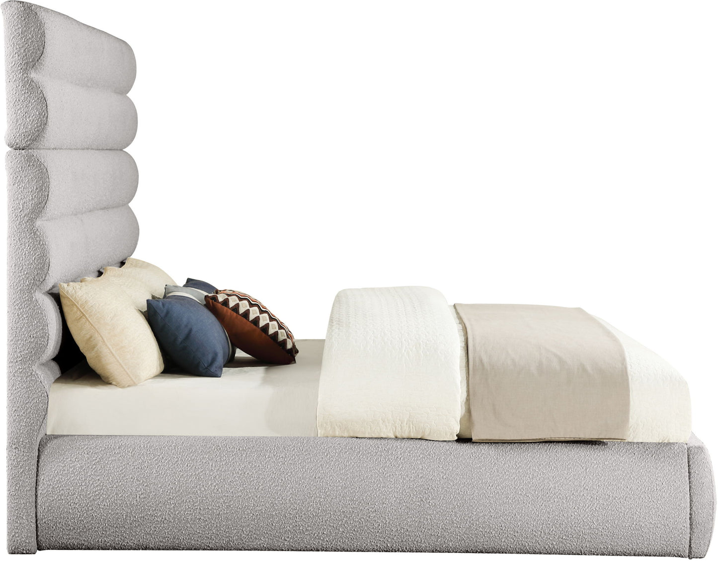 Adam - Boucle Fabric Bed With 70.5" Headboard