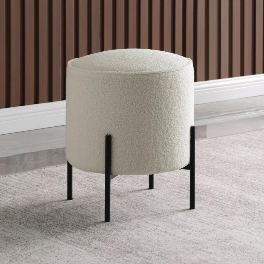 Basye - Round Upholstered Ottoman - Ivory