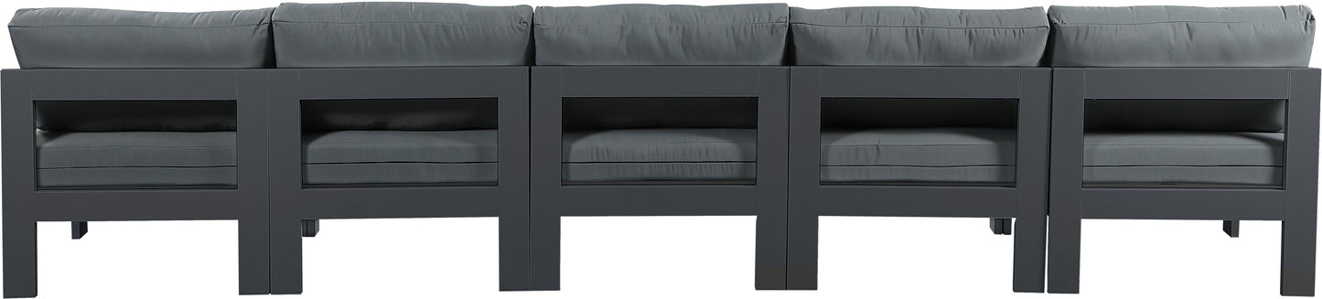 Nizuc - Outdoor Patio 5 Seat Modular Armless Sofa With Gray Frame