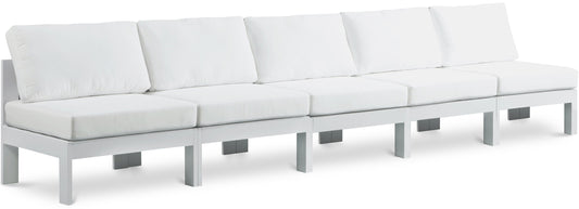 Nizuc - Outdoor Patio 5 Seat Modular Armless Sofa With White Frame
