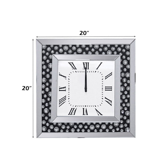 Nysa - Wall Clock - Mirrored & Faux Crystals
