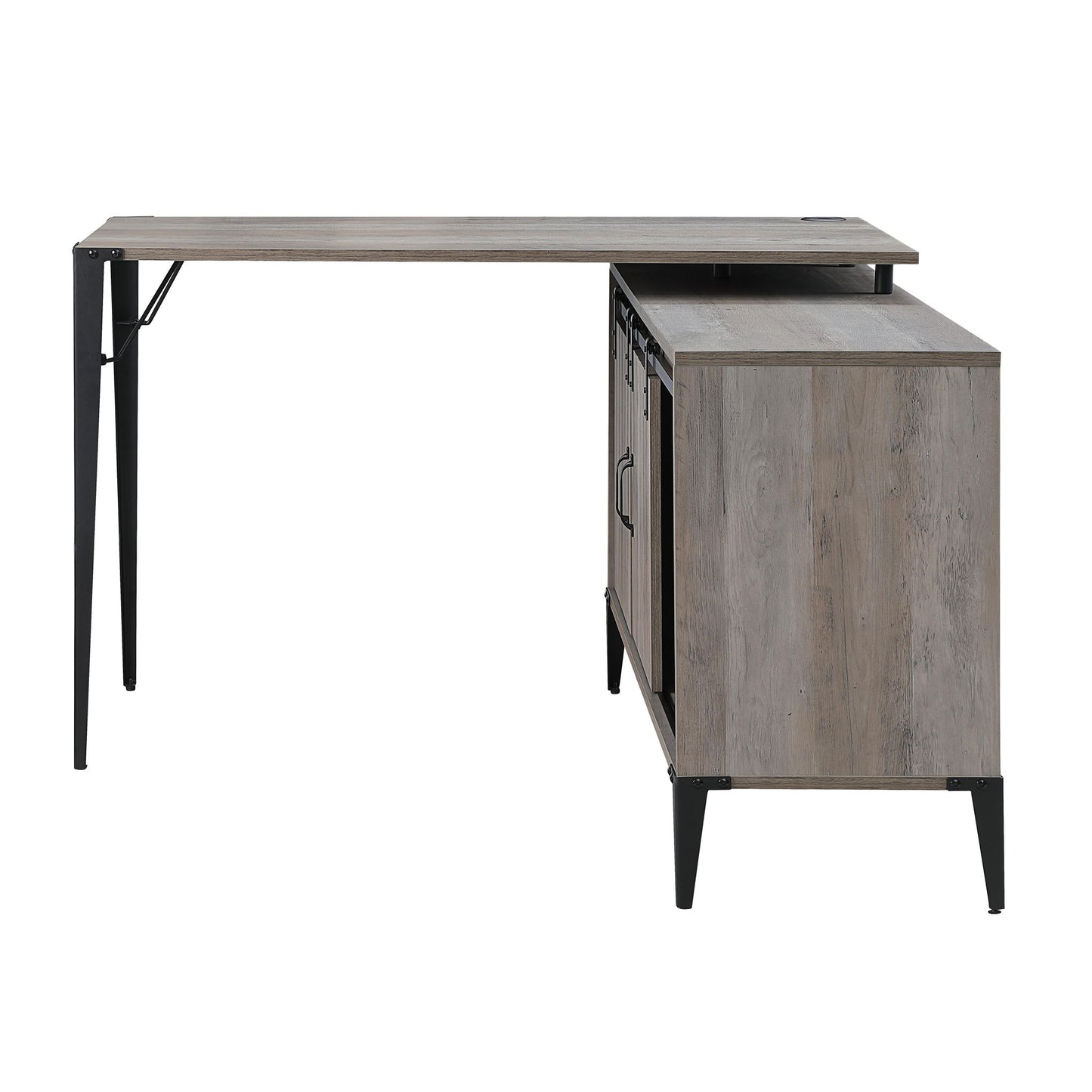 Zakwani - Writing Desk With USB - Gray Oak & Black