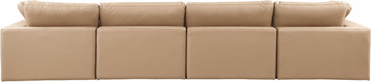 Comfy - Faux Leather Modular Sofa 4 Pieces - Tan
