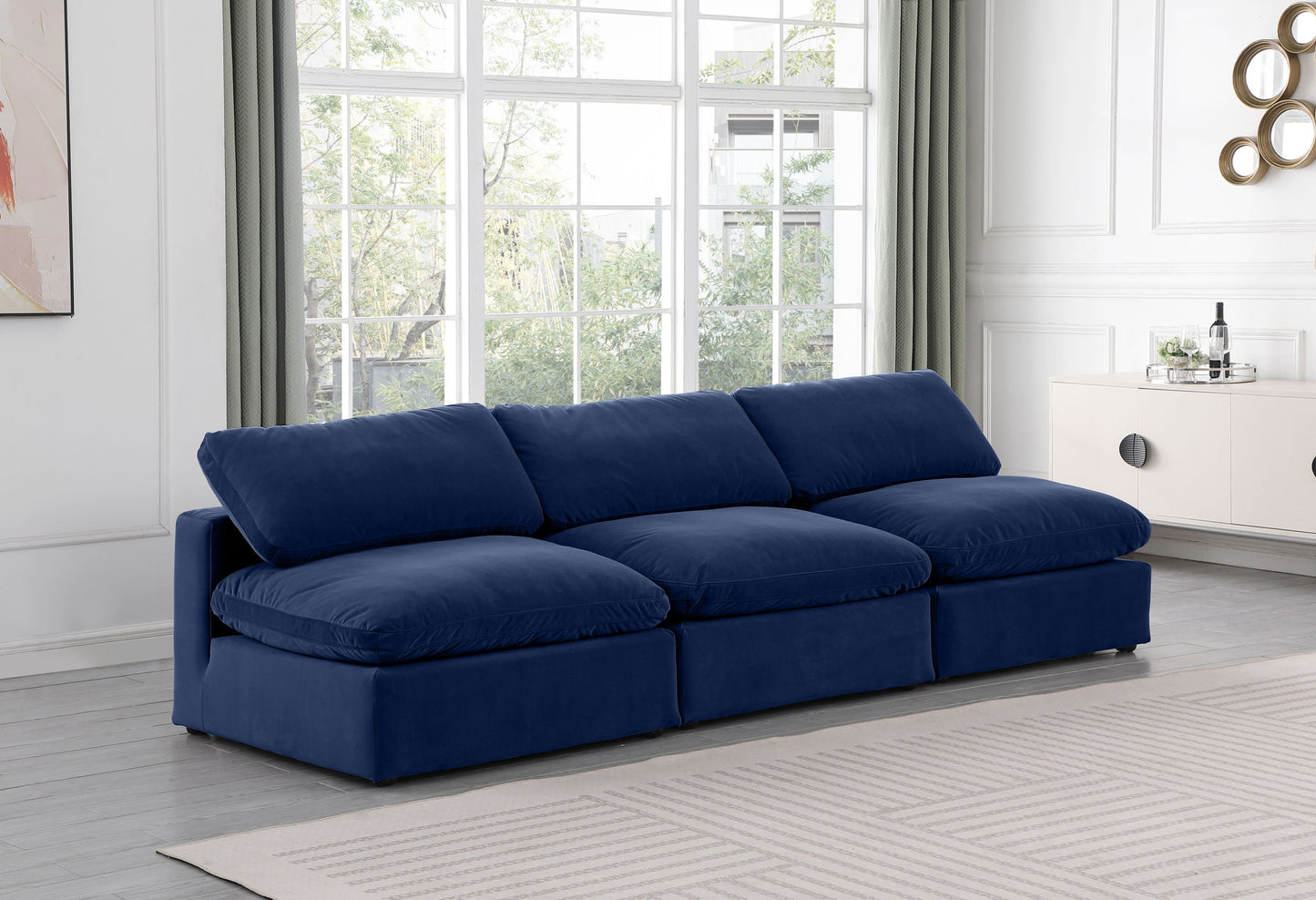 Comfy - Velvet Modular Armless Sofa 3 Seats