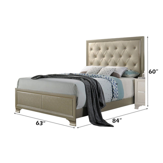 Carine - Queen Bed - Synthetic Leather & Champagne