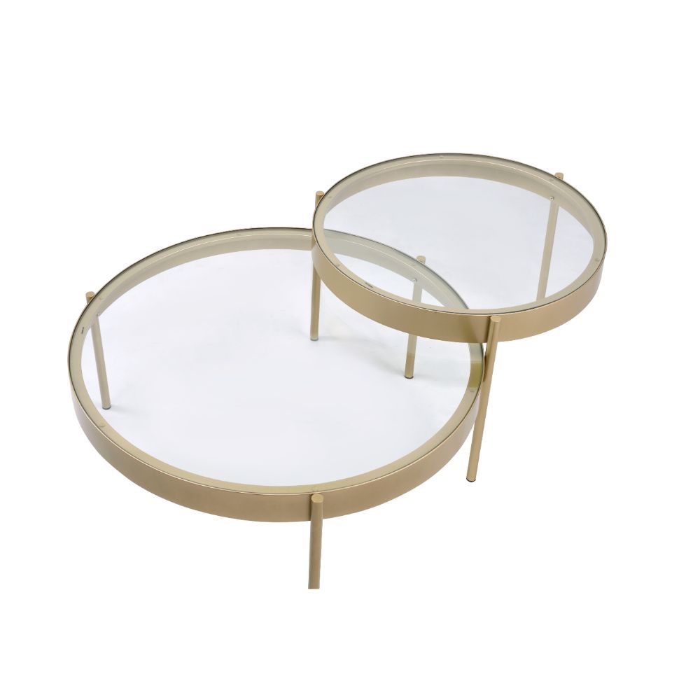 Andover - Nesting Table Set - Clear Glass & Gold