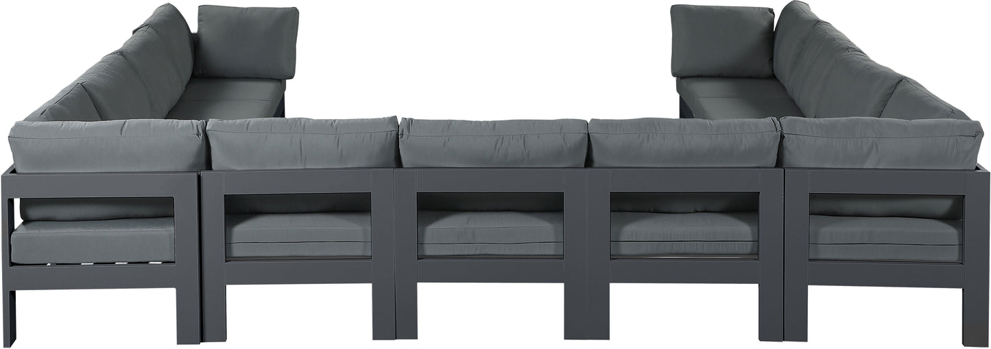 Nizuc - Outdoor Patio 11 Piece Modular Sectional With Gray Frame