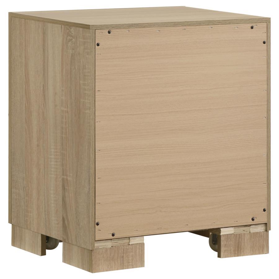 Arielle - 2-Drawer Bedroom Nightstand With Casters - Light Oak