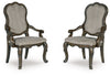 Maylee - Dining Upholstered Arm Chair (Set of 2) - Dark Brown