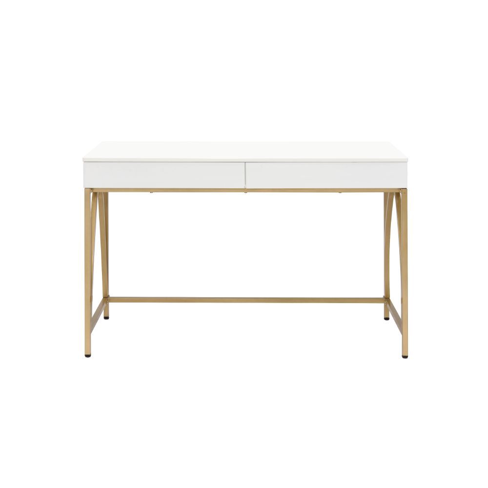 Lightmane - Writing Desk Same Ac00900) - White High Gloss & Gold