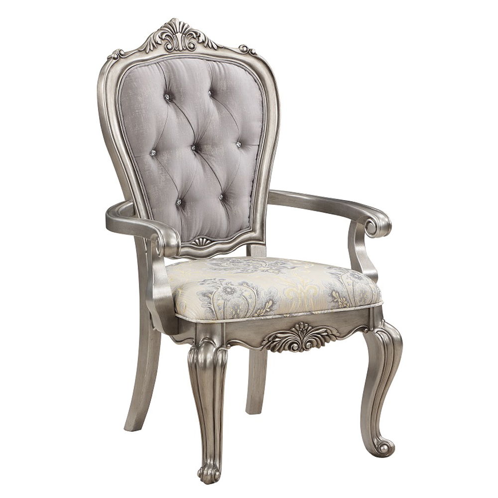 Ariadne - Arm Chair (Set of 2) - Velvet & Antique Platinum