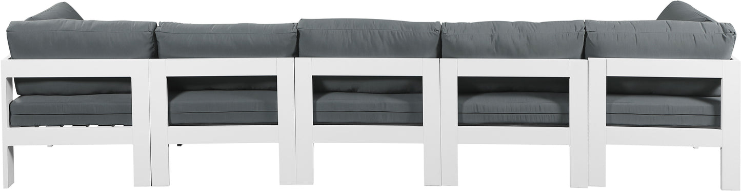 Nizuc - Outdoor Patio 5 Seat Modular Sofa With White Frame
