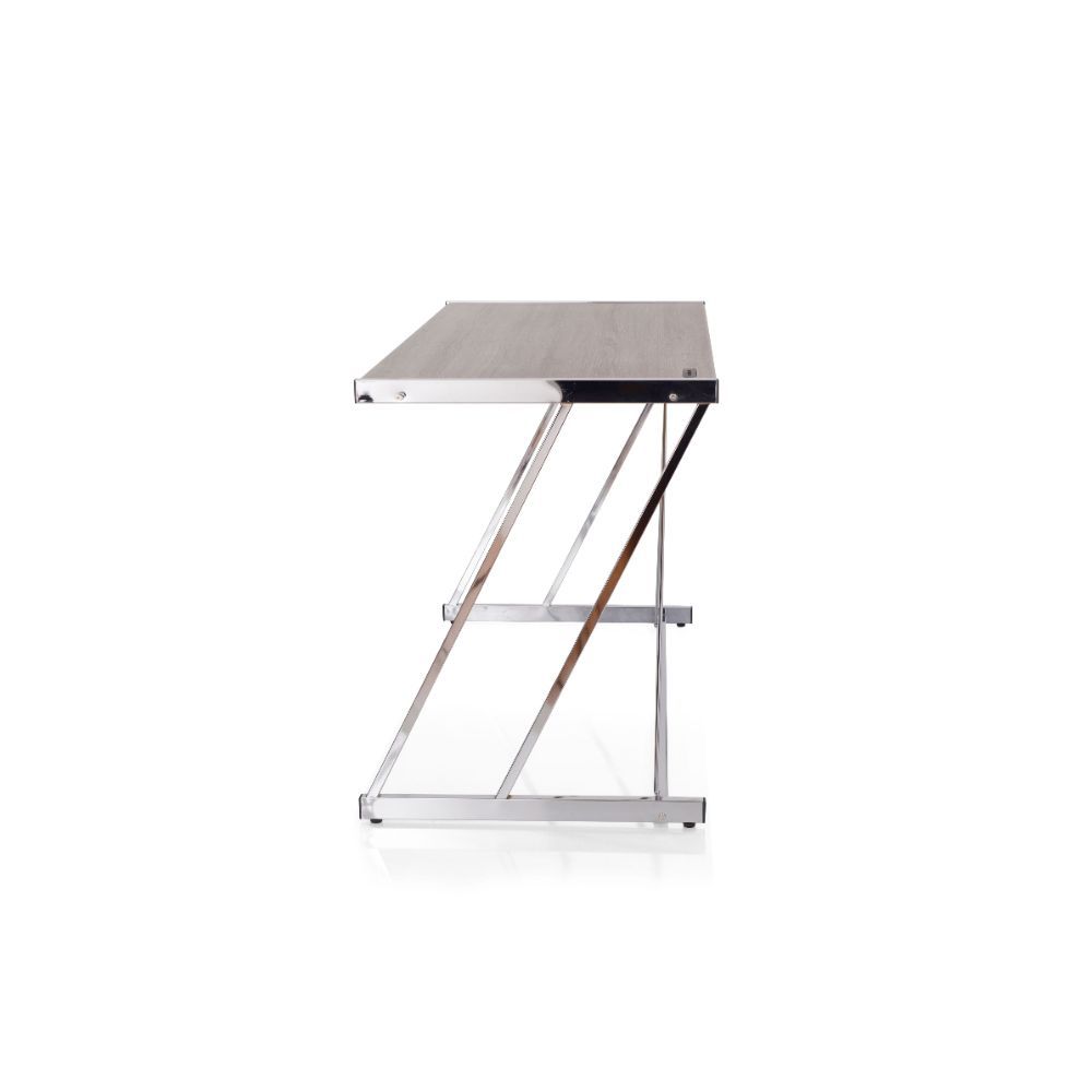 Finis - Writing Desk With USB - Weathered Oak & Chrome