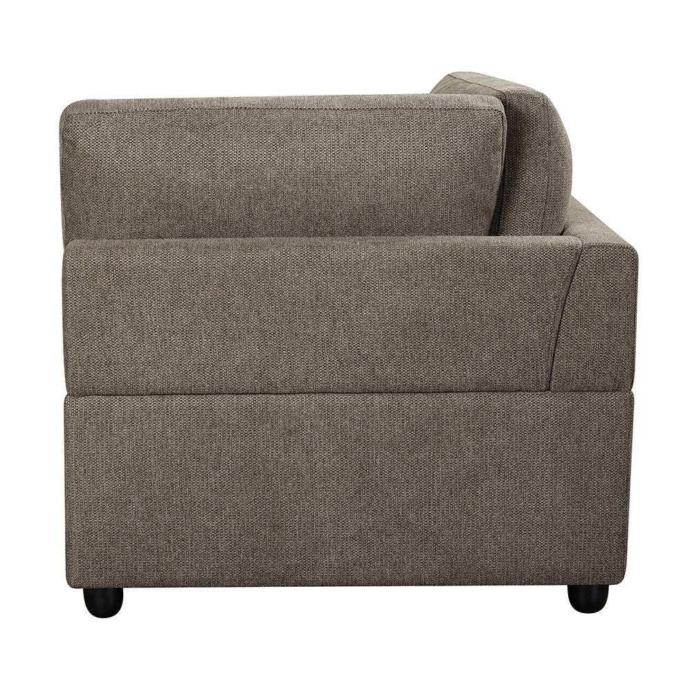 Rylie - Modular Wedge With 3 Pillows - Brown Linen