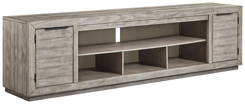 Naydell - XL TV Stand w/Fireplace Option - Gray