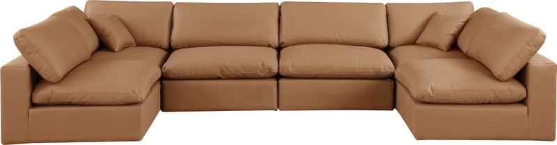 Comfy - 6 Piece Faux Leather Modular Armless Sectional