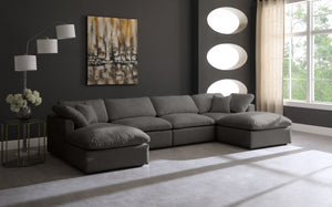 Plush - Velvet Standart Comfort Modular Sectional 6 Piece - Grey - Fabric