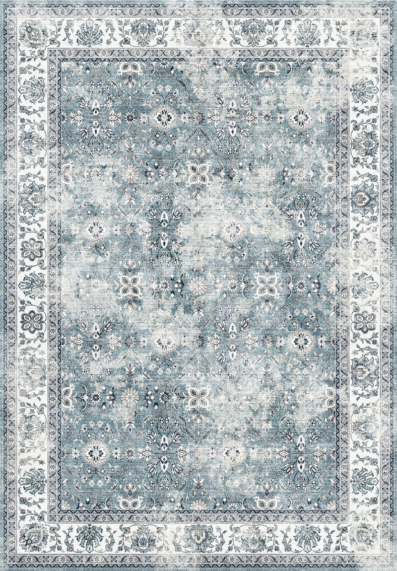 Toucan - 5' X 7' Washable Non - Slip Area Rug, Elegant Design - Silver