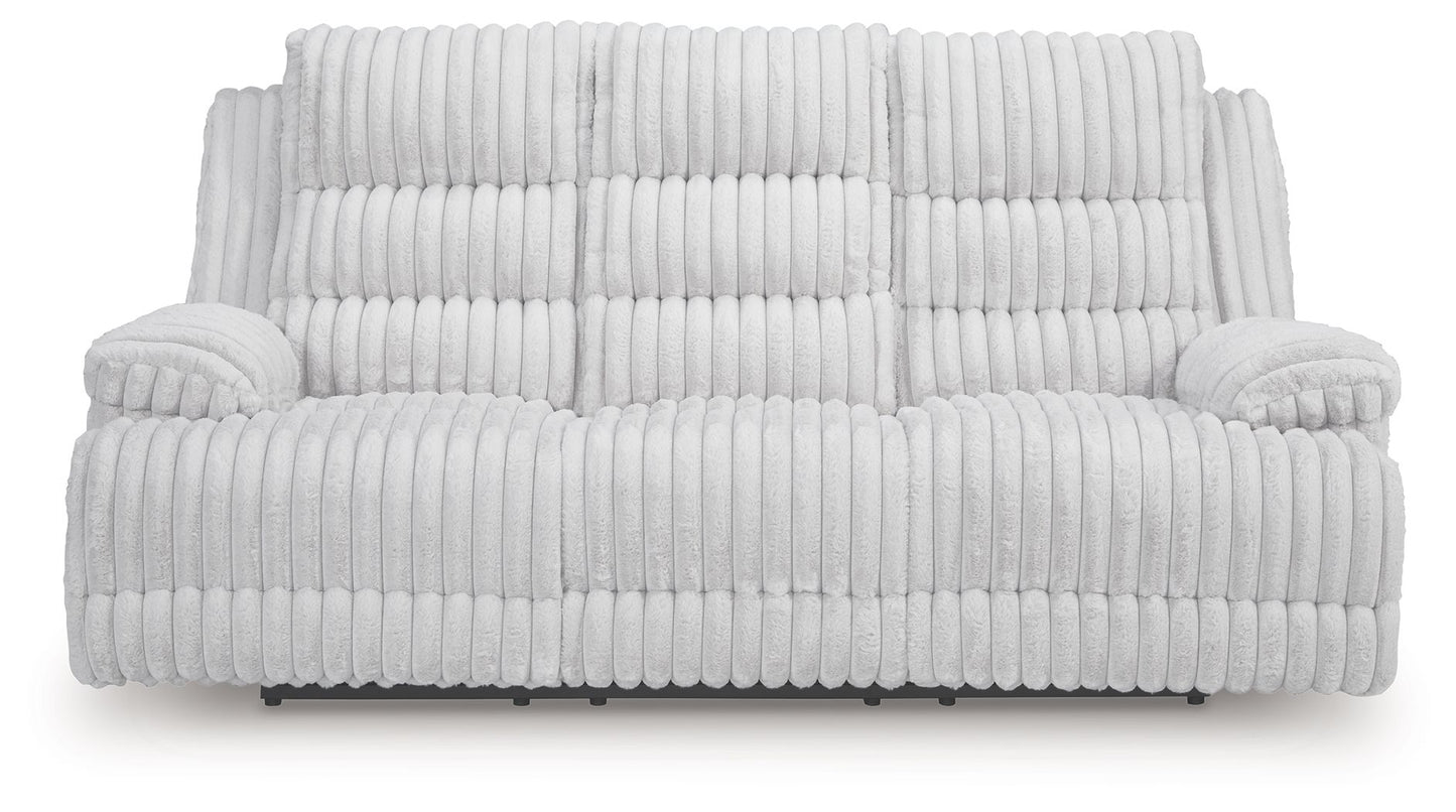 Rhines Falls - Alloy - Reclining Power Sofa With Drop Down Table