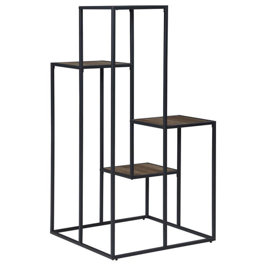 Rito - 4-Tier Multi-Display Shelf - Rustic Brown And Black