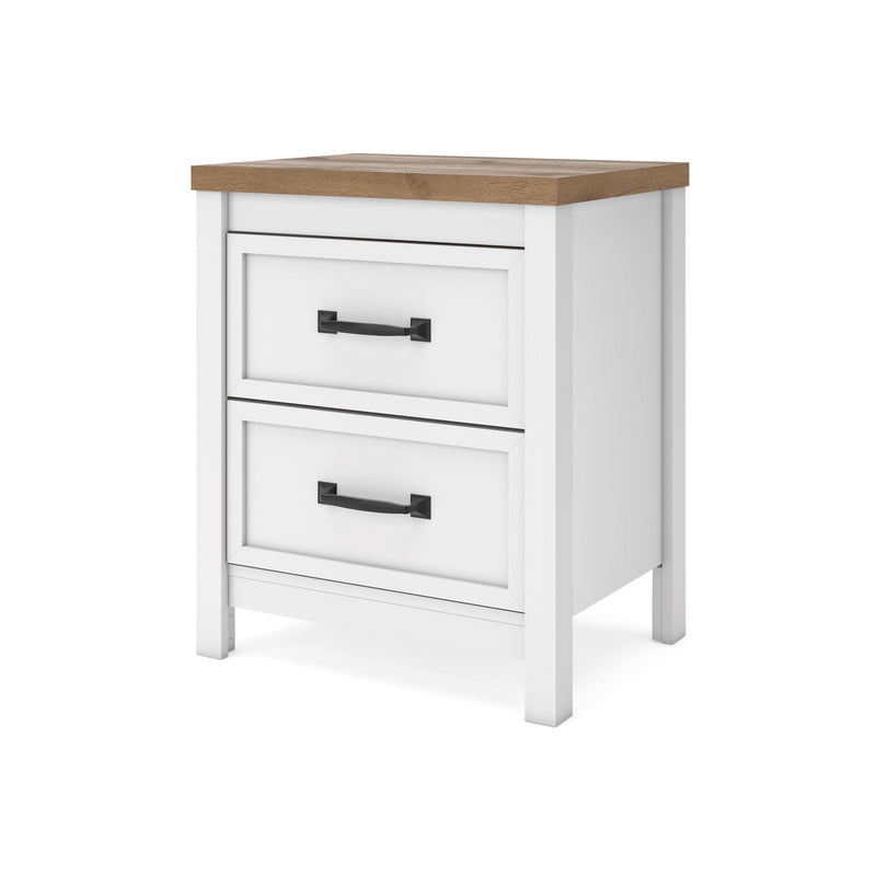 Kerisden - Two Drawer Night Stand - White / Brown