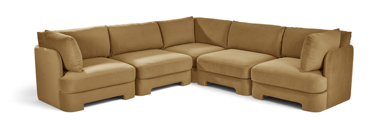 Hammond - Velvet Performance Fabric Upholstered 5 Piece Corner Sectional