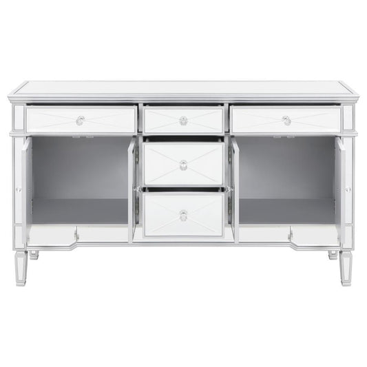 Duchess - 5-Drawer Mirrored Storage Accent Cabinet - Silver