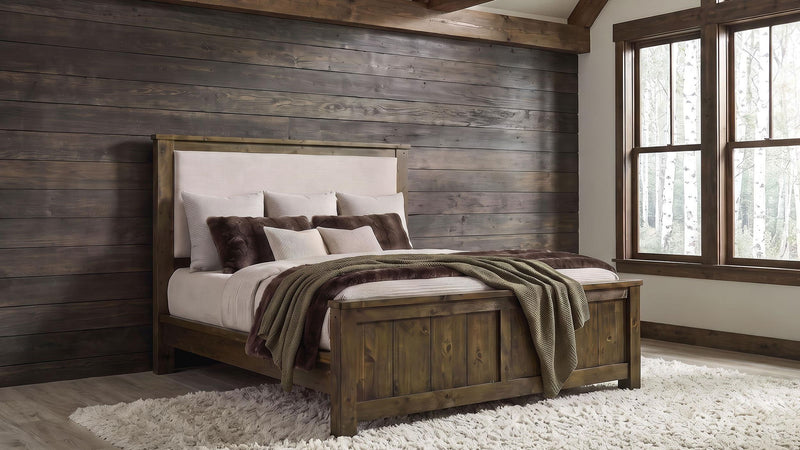 Doherty California King Linen Panel Bed Rustic Brown