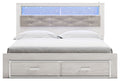 Altyra - White - King Upholstered Bookcase Bed With Storage