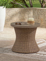 Laguna Heights - Round End Table With Umbrella Option - Beige