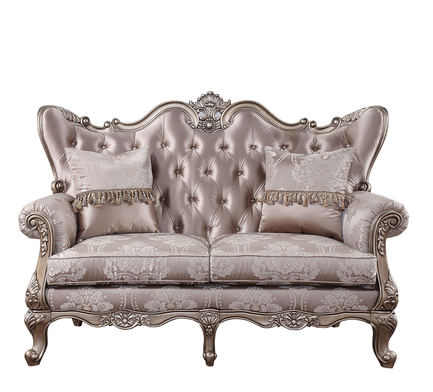 Jayceon - Loveseat With 2 Pillows - Fabric & Champagne