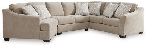 Light Brown / 3 Pc. Left Arm Facing Cuddler Sectional