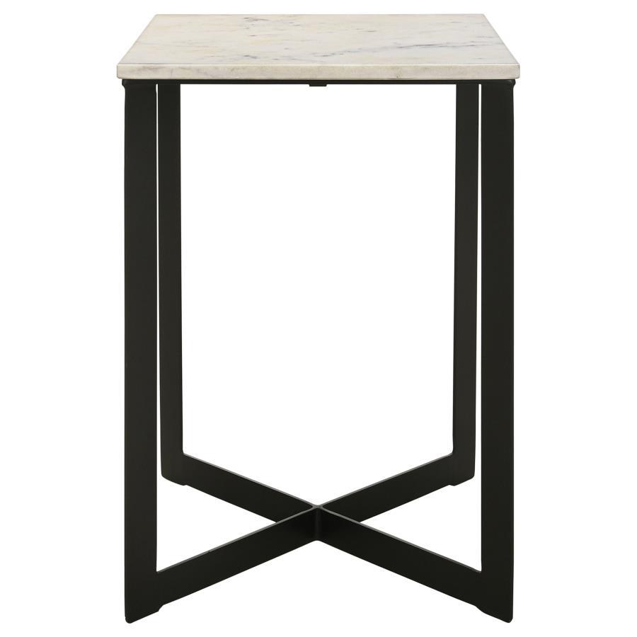 Tobin - Square Marble Top End Table - White And Black