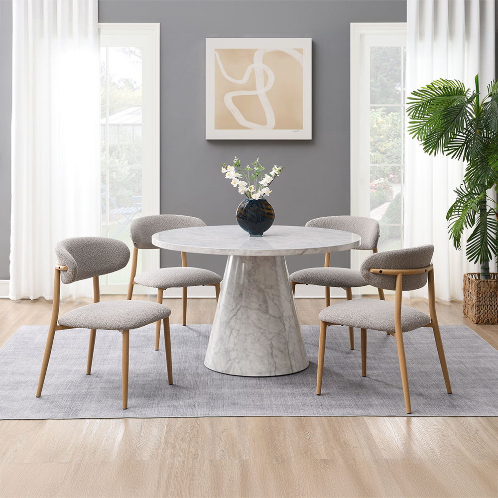 Kacey - Round Dining Table - Engineered Stone Finish