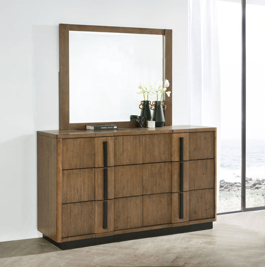 Terrace - 6-Drawer Dresser And Mirror - Ash Brown