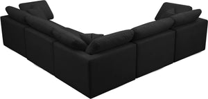 Plush - Velvet Standart Comfort 5 Piece Modular Sectional - Black