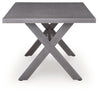 Half Moon Beach - Rectangular Dining Table With Umbrella Option - Gray