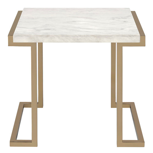 Boice II - End Table - Faux Marble Top & Champagne