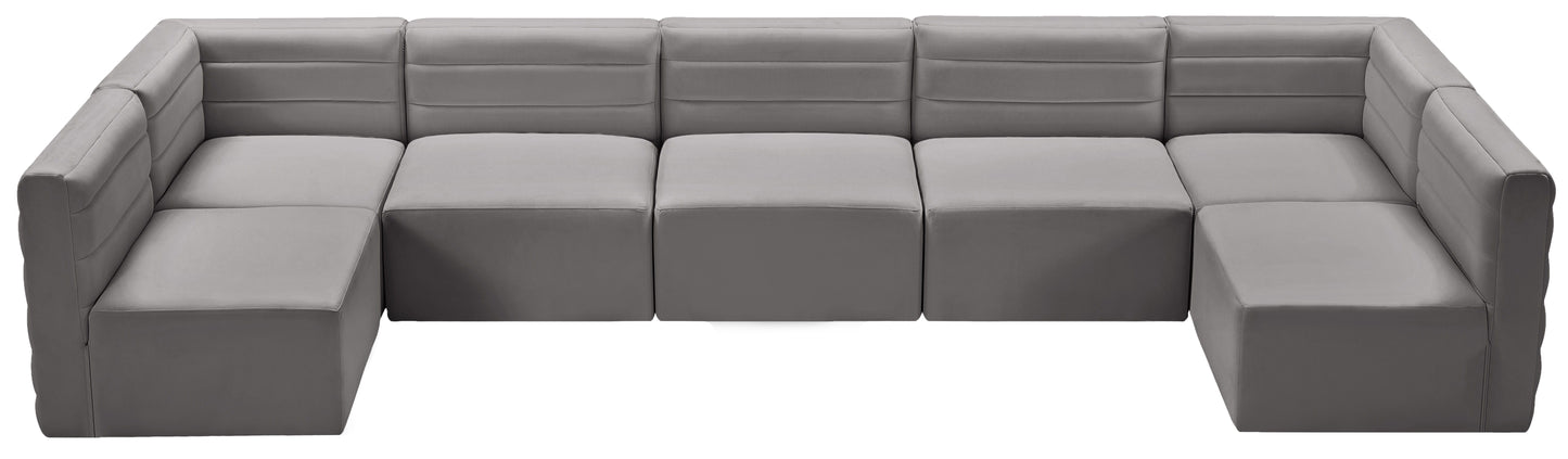 Quincy - Modular Sectional 7 Piece - Grey - Fabric