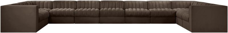 Rummi - Velvet Performance Fabric Upholstered 11 Piece Modular Sectional