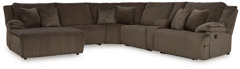 Dark Brown / 6-Piece Left Arm Facing Chaise  Reclining Sectional