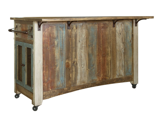 Antique - 2 Drawers Kitchen Island - Multicolor