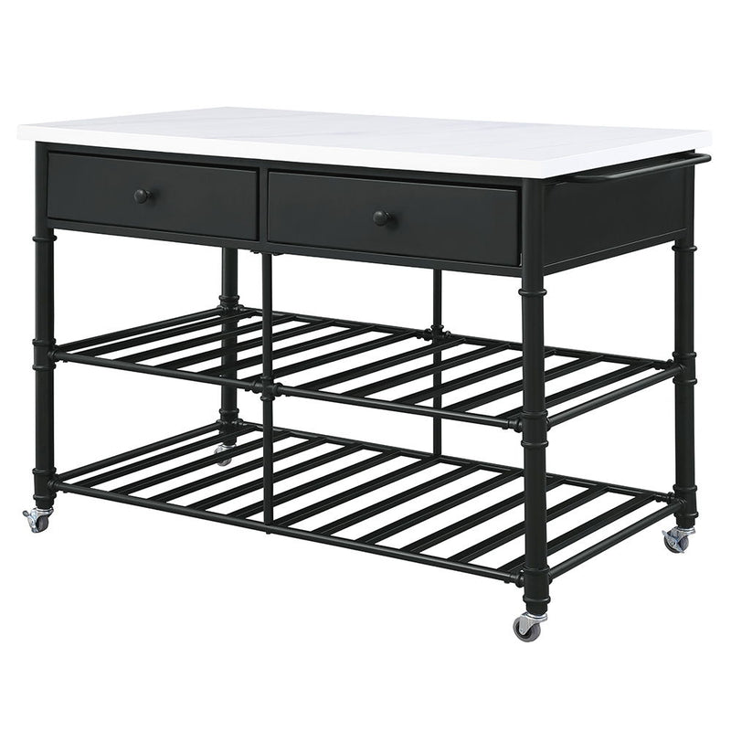 Emery - Kitchen Island - White Cultured Marble Top & Gray