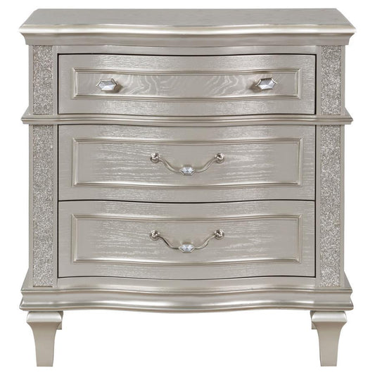 Evangeline - 3-Drawer Nightstand - Silver Oak