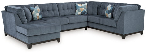 Blue / 3 Pc. Left Arm Facing Corner Chaise Sectional