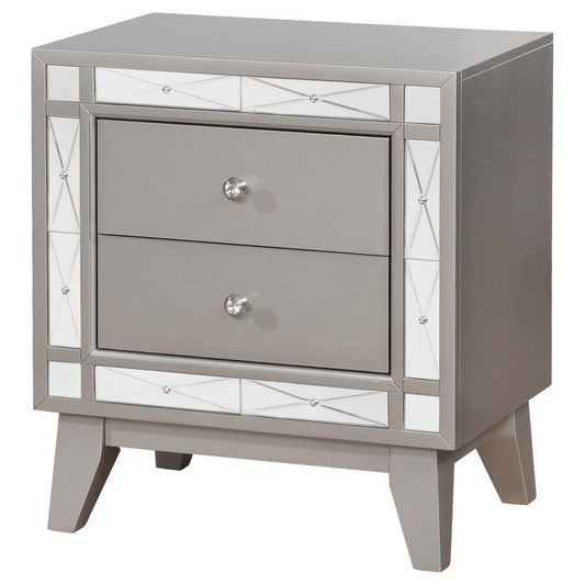 Leighton - 2-Drawer Nightstand - Metallic Mercury