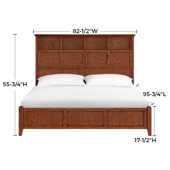McKenzie - King Classic Bookcase Storage Bed - Glazed Antique Cherry